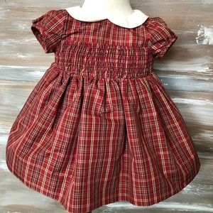 Baby Gap smocked plaid holiday dress size 3-6 mo.